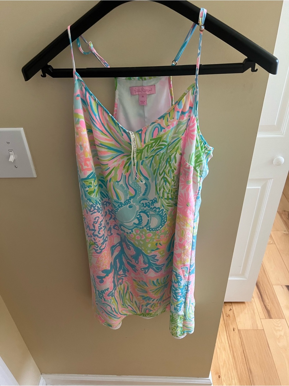 Lilly Pulitzer Pastel Pink, Blue & Green Tropical Print Slip Dress